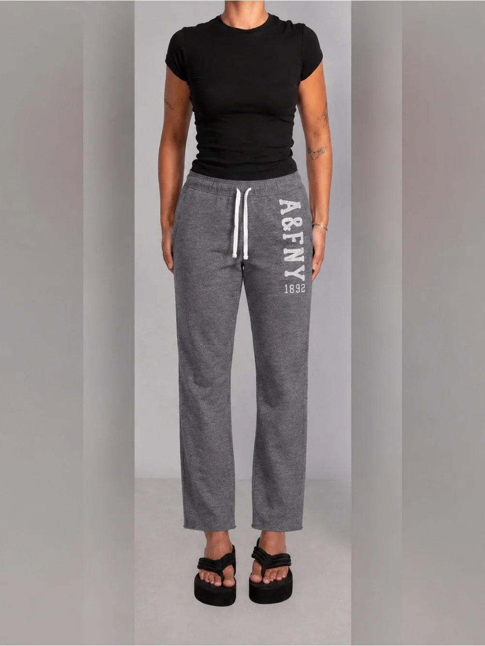 Y2K Abercrombie & Fitch Gray Women's Lounge Pants with Drawstring